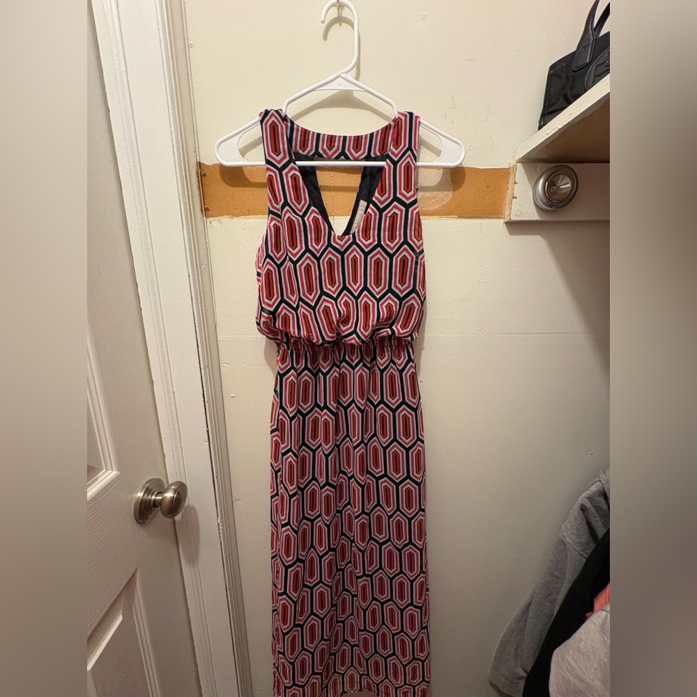 Early 2000s Banana Republic Red and Black Backless Dress